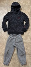 Kids Nike Air Jordan Pullover Hoodie Sweatpants Fleece Gray/Black Size 4T