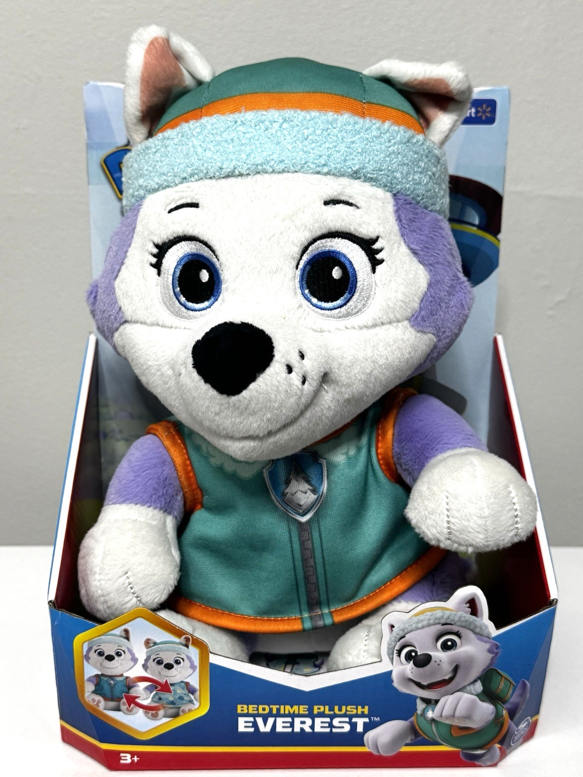 Paw Patrol Bedtime Plush Everest Stuffed Animal Dog with Rev