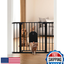 Babelio Auto Close Baby Gate w/ Cat Door, 29-43" Metal for Doorway, Stairs