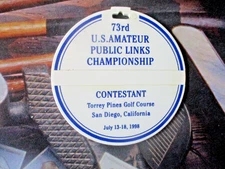 vtg USGA golf bag tag - 1998 U.S. AMATEUR PUBLIC LINKS CHAMPIONSHIP - Contestant