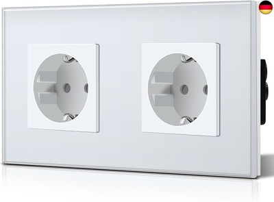 BSEED Schuko Steckdose 2 Fach EU-Standard DoppelsteckdoseWandsteckdose Kristall