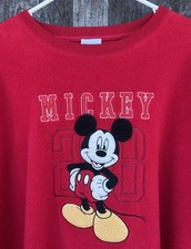 Vintage 90s Disney Store Mickey Mouse Big Logo Red Fleece Sweatshirt Size 2XL
