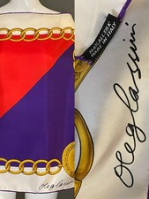 Vintage Oleg Cassini Silk Scarf Classic Medallion 26 In Sq Excellent Condition