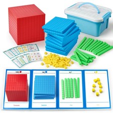 Base Ten Blocks Plastic 143 pcs Math Manipulatives Kindergarten Counting Cube...