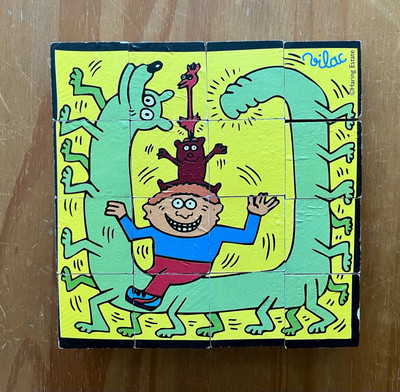 Keith Haring Spiel mit 16 Holzpuzzleblöcken, The Keith Haring World, Vilac RAR