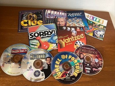 Lot Of 10 90s Y2K Era Pc Games, Clue Yahtzee Jeopardy Millionaire Life Etc