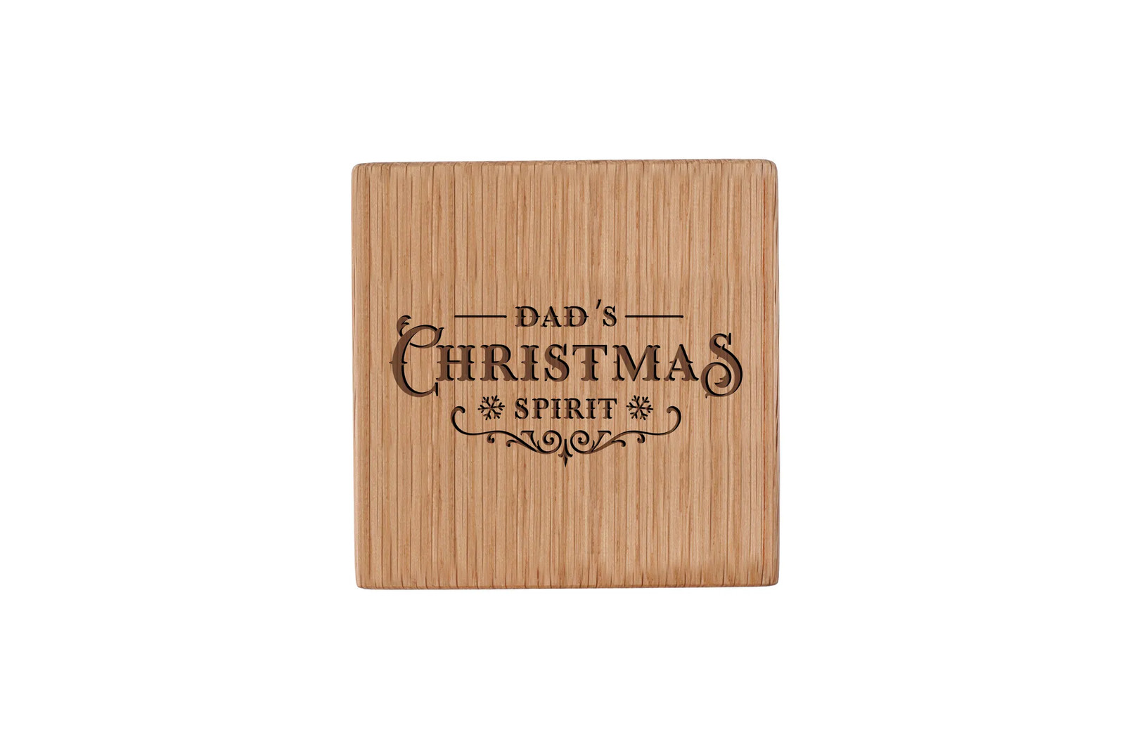 Dad's Christmas Spirit Oak Coaster | Festive Table Decor | Gift for Him
