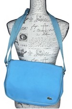 Lacoste Messenger Bag Sky Blue PVC New Classic 40 Retro Stripes Needs Cleaning 