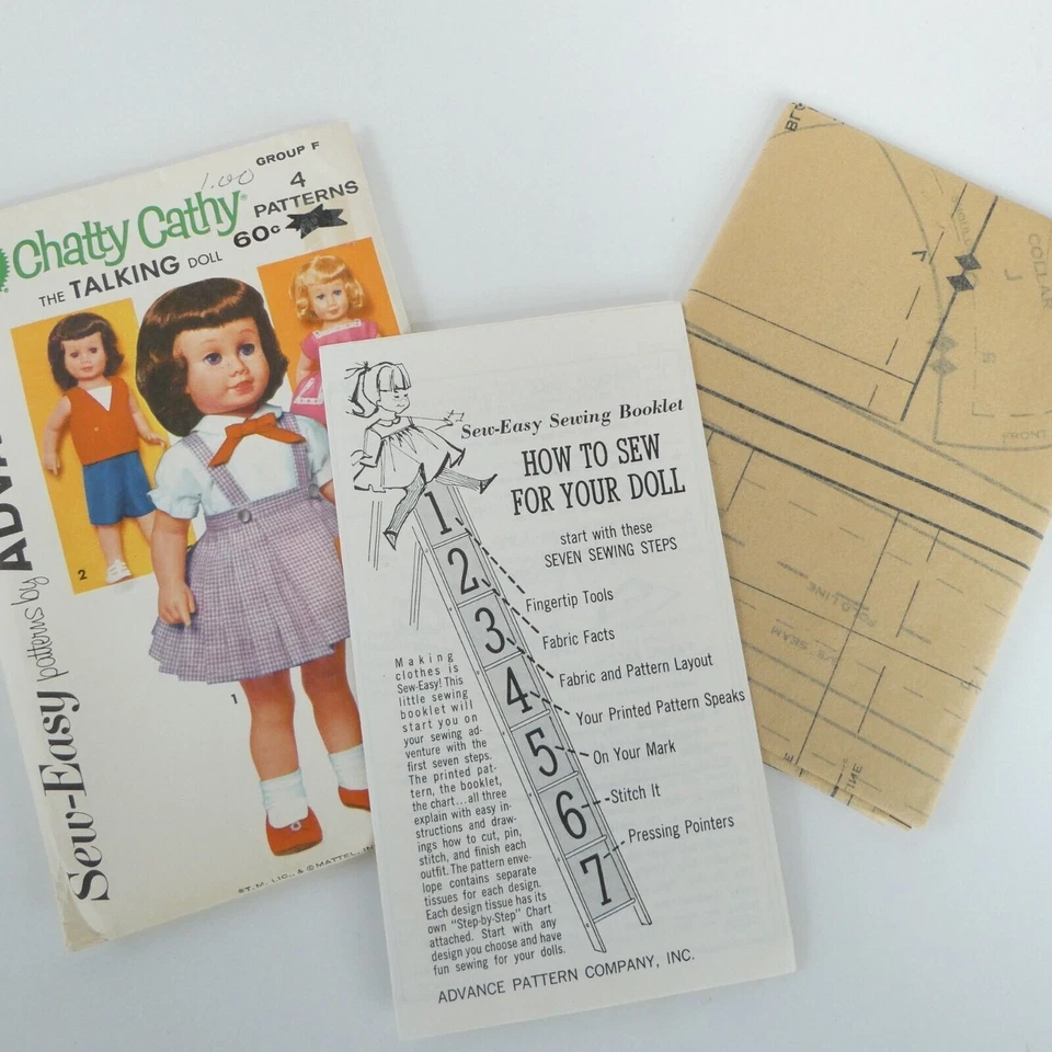 Chatty Cathy Doll Advance Sewing Pattern Group F 4 Patterns Uncut FF Vintage - Image 3 of 3