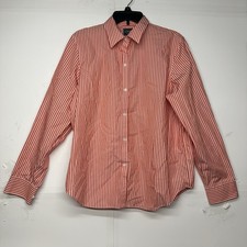 Chaps Men’s XL Classic Fit Red White Stripe Button Down Dress Shirt Long Sleeve