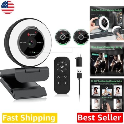 Streaming Webcam 1080P 60FPS HD | Built-in Mic, Ring Light, Privacy Cover
