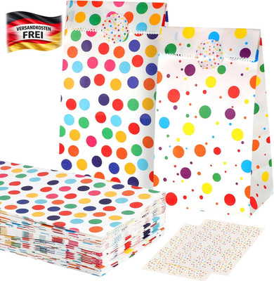 Woric 50 Stück Papiertüten Kindergeburtstag Klein, 18 X 9 X 5,5 Cm Geschenktüten
