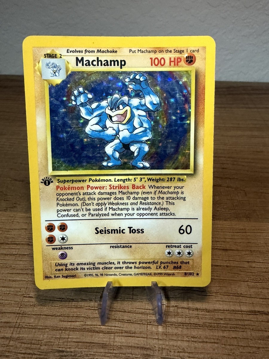 machamp rare card Pokémon - Machamp Holo Rare Card Base Set, 1st Edition, 8/102