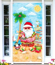 Sunwer Christmas July Door Cover Tropical Summer Beach Hawaiian 3ft x 6ft