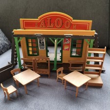 Playmobil Western Saloon mit Treppen, M&ouml;beln und Zubeh&ouml;r, Vintage,80er Jahre