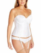 Va Bien WHITE Smooth Satin Hourglass Bustier, US 36DD