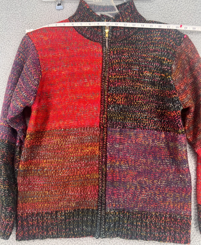 COLDWATER CREEK Women's Sweater Size M Zip Front Multi Color Cardigan - Picture 3 of 11