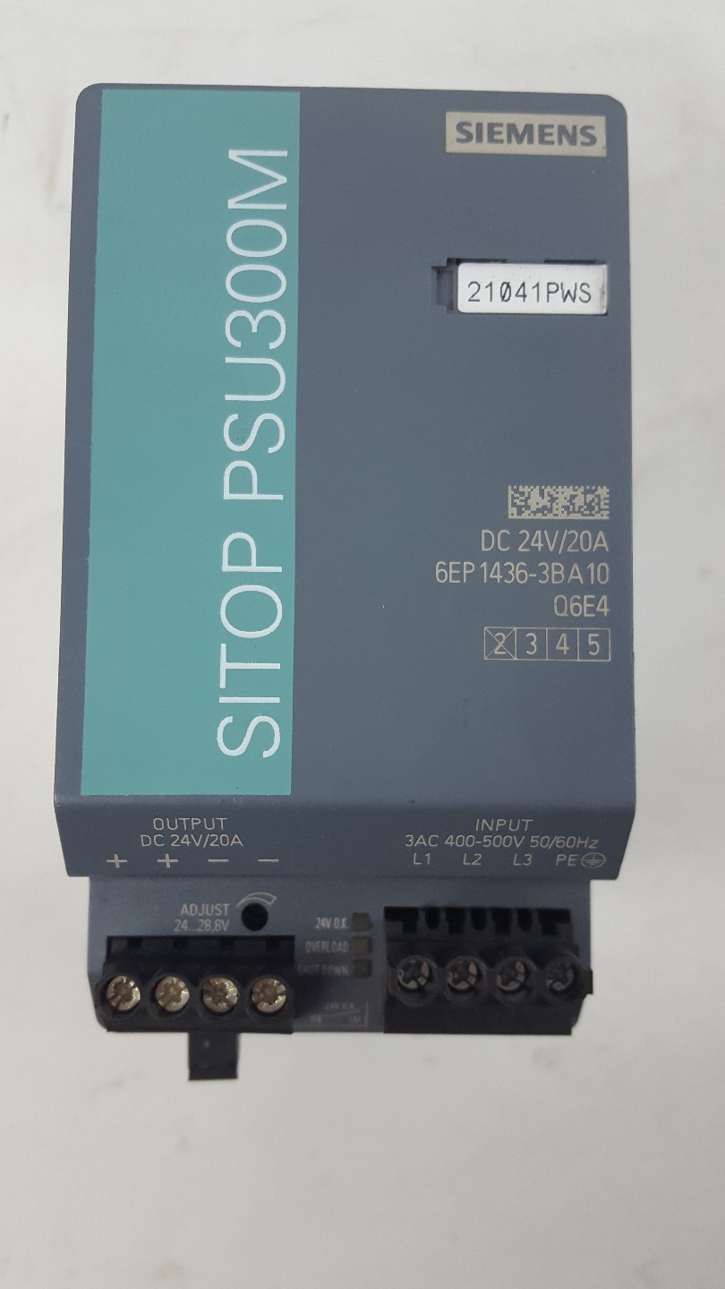 SIEMENS 6EP1436-3BA10 POWER SUPPLY INPUT 3AC 400-500V 1,2A-1,0A OUTPUT 2VDC 20A