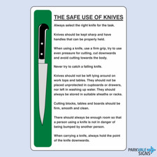 The Safe Ue Of Knives Catering Sign