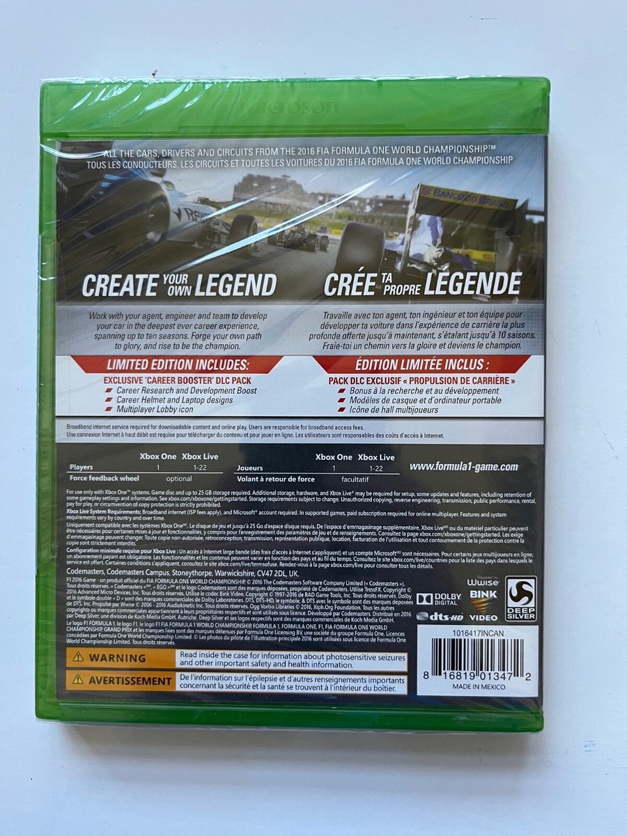Formula 1 F1 2016 Limited Edition Microsoft Xbox One X1 Racing New