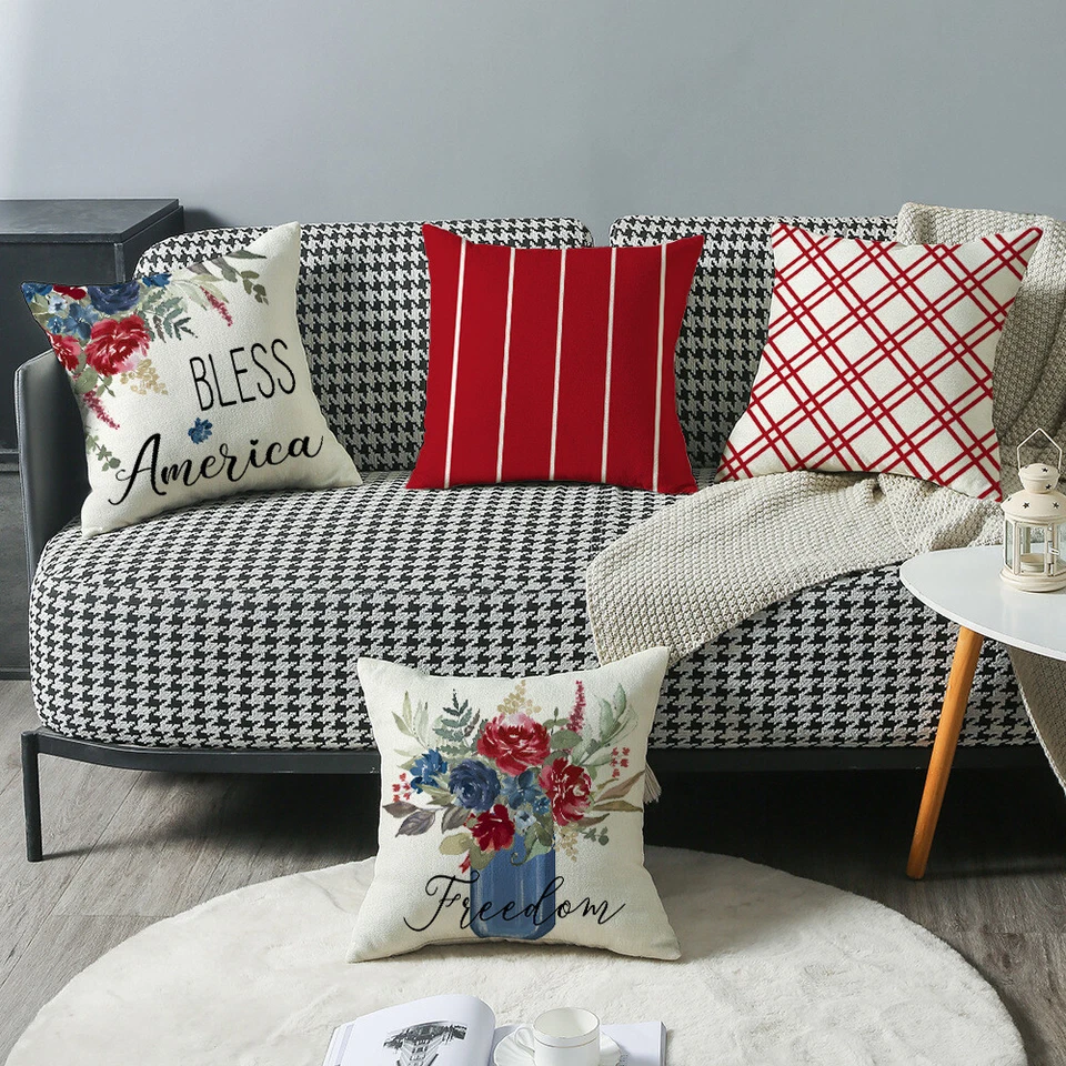 4th of July Throw Pillow Covers 18x18 Set of 4 Freedom America Cushion Covers - Image 4 of 4
