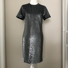 NWT Lauren Ralph Lauren Silver Short-Sleeve Metallic Sequin Dress 4 MSRP 255$