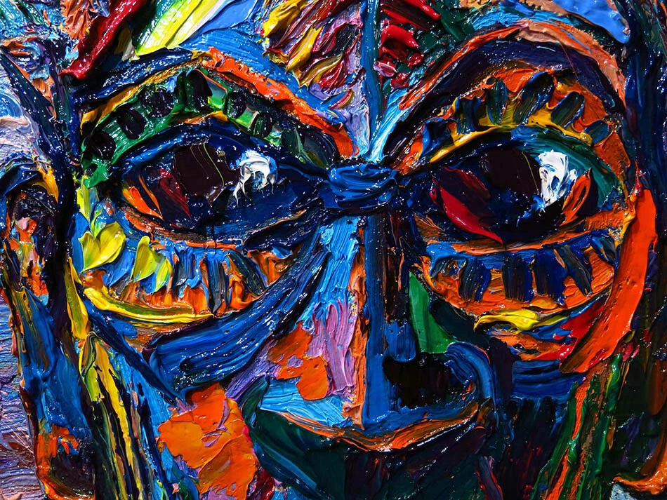 AFRICAN MASK OIL█PAINTING█REALISM ART█SIGNED VINTAGE ORIGINAL█EXPRESSIONIST POP - Image 2 of 4