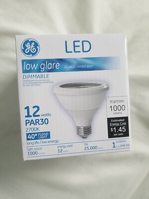#ad GE Low Glare Dimmable 1000 Lumens 2700K 40° Flood Light 12 Watts PAR30 NEW NIB $14.95
