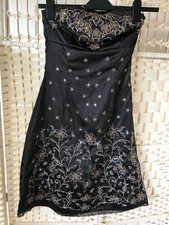Jane Norman Black Strapless Cocktail Dress UK 8 Embroidered Beaded Formal