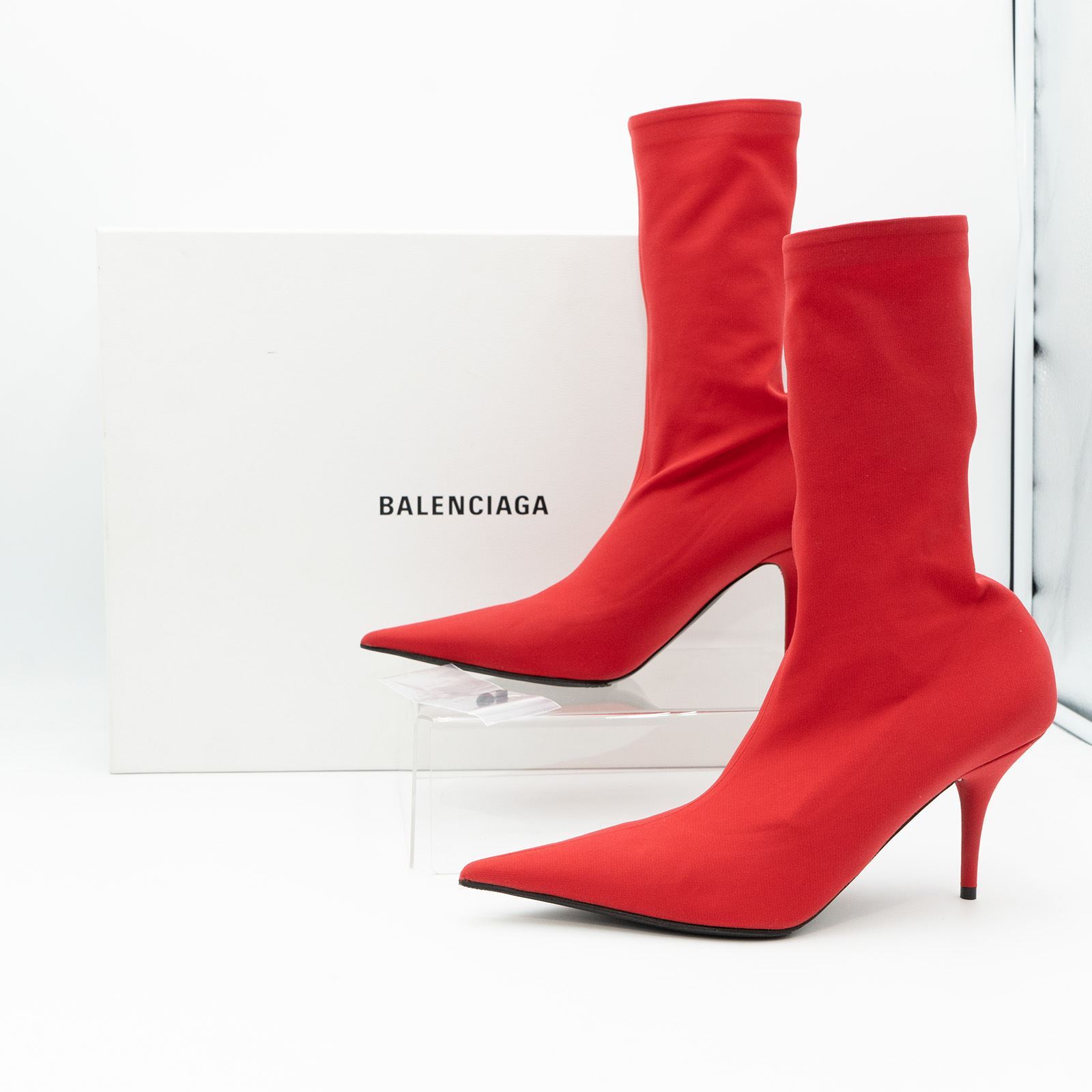 Balenciaga Womens Boots Red Knit 80 