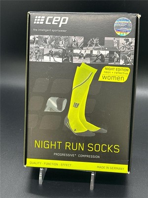 CEP Women's Night Run Compression Socks (neon/reflective GREEN) Sz IV WP413 NEW