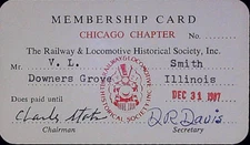 Railway Historical Society Membership Card Railroad Collectible Ephemera 1987
