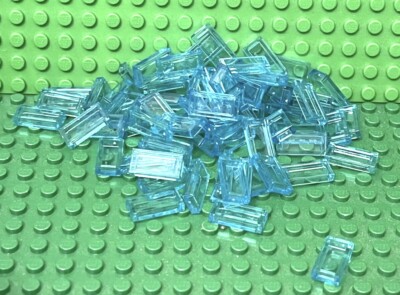 Lego 100 Pieces 1x2 Trans-light Blue Tile / Flat Smooth Surface Building Parts