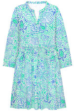 Women's Dress - Printed Animal Dress - Midi Dress - Cotton- Large - Blue Pink