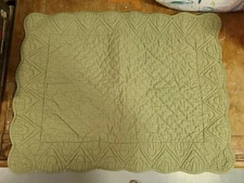 The Company Store "Green Scalloped Embroidered" Lightly Quilted Standard Sham
