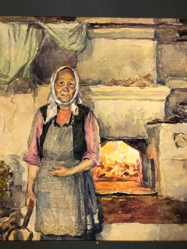 Original Aquarell Malerei Oma Matryona Unikat Signiert Zhurov E.P. Russland 1991 - Bild 11 von 24