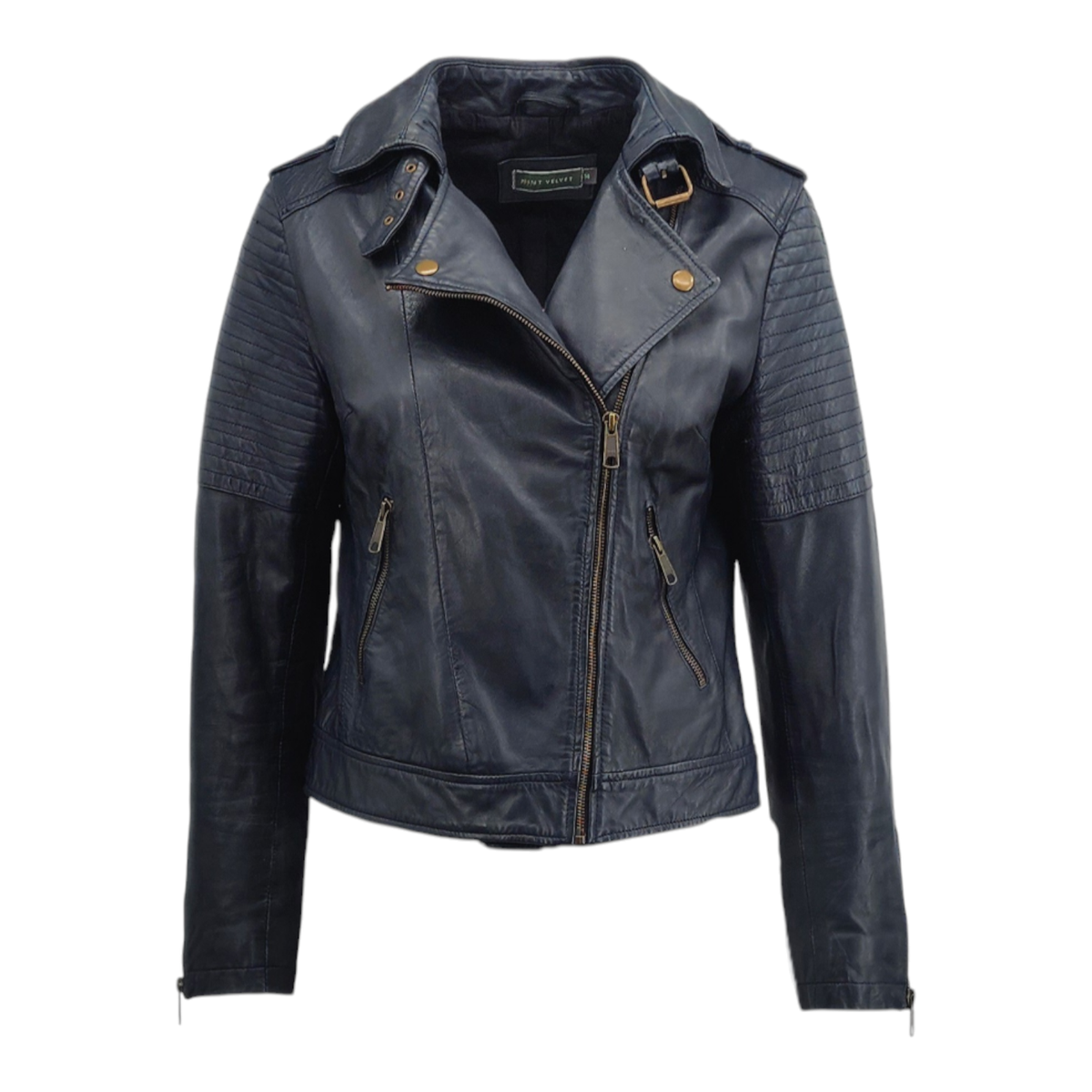 Mint Velvet Black Biker Leather Jacket RRP UK