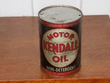 Vintage Kendall Motor Oil Non- Detergent Metal Empty Quart Can