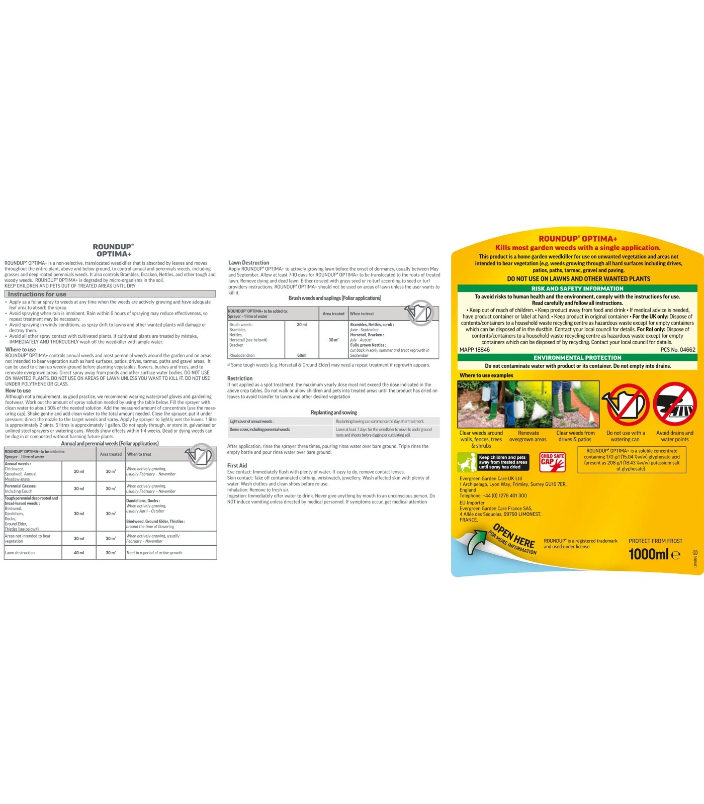 ROUNDUP WEED KILLER FAST ACTION WEEDKILLER KILLS ROOTS CONCENTRATE