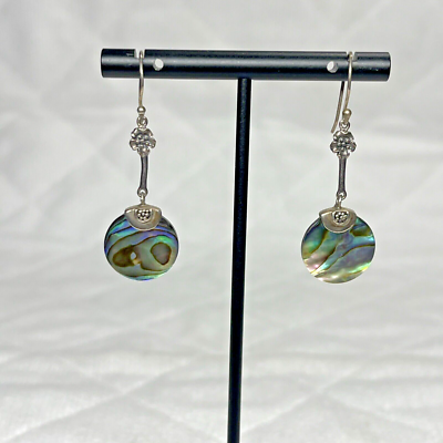 Round Abalone Shell Marked 925 ID Sterling Silver Drop Flower Fish Hook Earrings | eBay Round Abalone Shell Marked 925 ID Sterling Silver Drop Flower Fish Hook Earrings | eBay