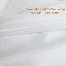 1Yard 140cm Natural silk/cotton fabric pure white silk material for dress lining