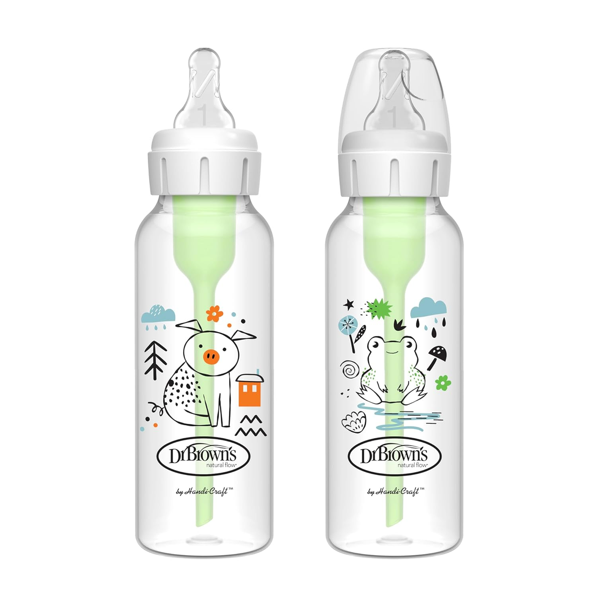 Natural Flow Anti-Colic Options+ Narrow Baby Bottle, Pig Frog, Oz/250  Ml, wi
