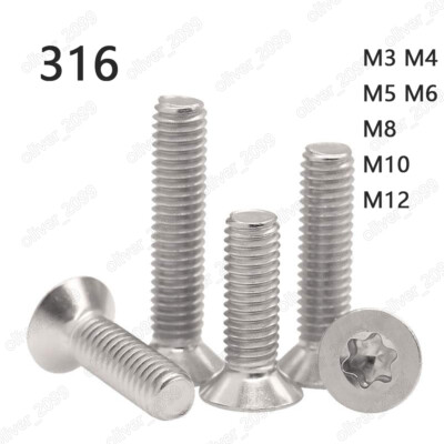 #ad M3 M4 M5 M6 M8 M10 M12 316 Stainless Steel Torx Socket Countersunk Head Screws $88.31