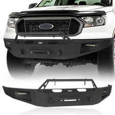 Steel Front Bumper With Winch Plate 2x Led Lights Fit 2019-2023 Ford Ranger