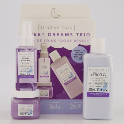 Sunday Rain Sweet Dreams Trio Set - Pillow Room Mist, Körperpeeling, Bad einweichen
