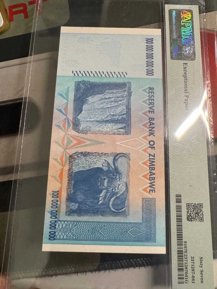 PMG Zimbabwe 100 Trillion Dollars Banknote, SUPERB GEM UNC 67 EPQ, AA/2008, P-91 - Image 2 of 4