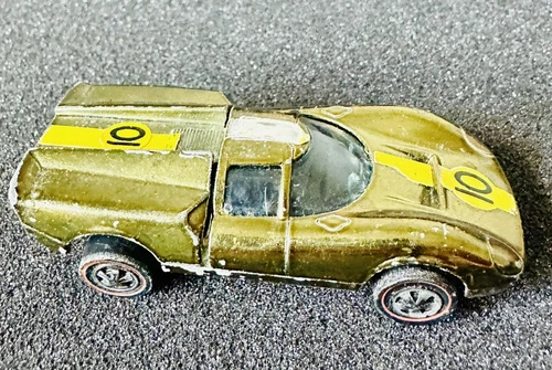 Hot Wheels Redline 1968 Lola GT70 US Olive w Yellow Original Decals Grand Prix