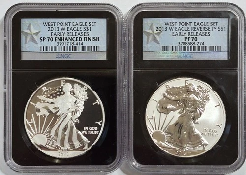 2013 W West Point American Eagle 2 Coin Set Early Releases NGC PF70 SP70