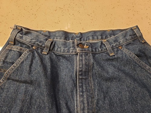 Carhartt B73 DST Double Knee Logger Blue distressed Jean 34 X 36 Cut To 34 X 28 - Bild 3 von 9