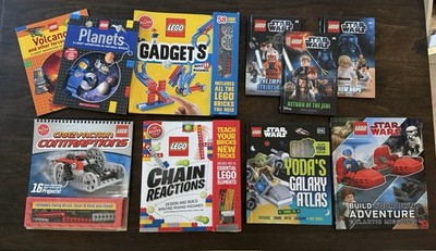 LEGO Book Lot - 10 Books Some w/ Blocks. Star Wars, Gadgets & More (used).